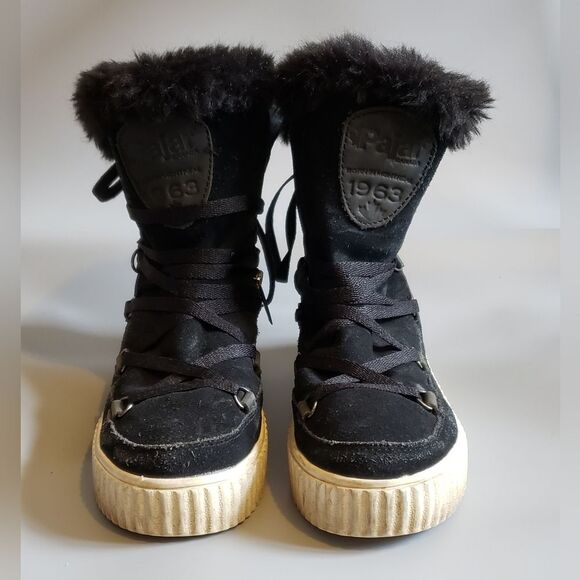 Pajar Women's Short Black Leather Winter Boots Size 37 - Picture 2 of 14